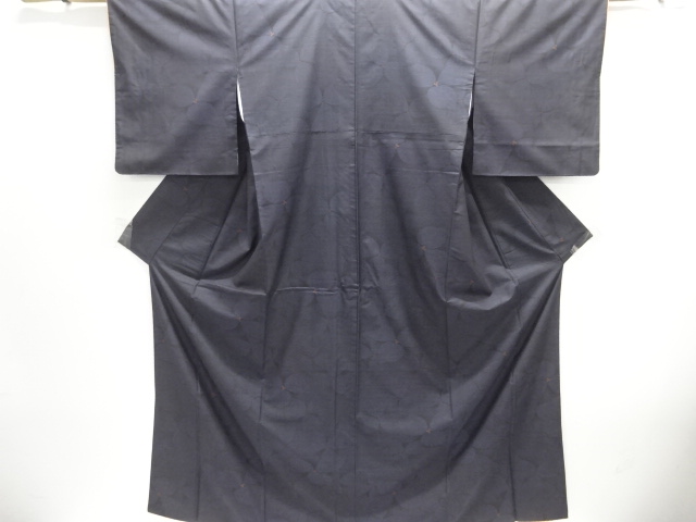 JAPANESE KIMONO / DORO OSHIMA TSUMUGI (7 maruki) / WOVEN FLOWER 